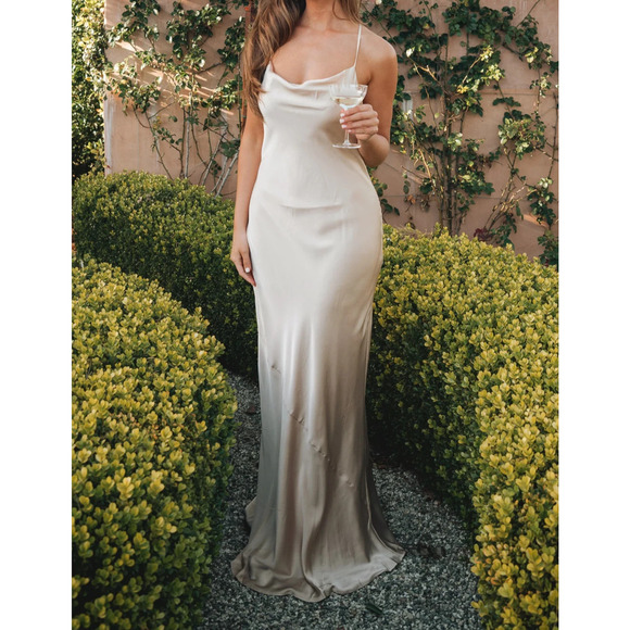 Show Me Your MuMu Dresses & Skirts - Show me Your Mumu Y2K Tuscany Maxi Slip Dress prom Champagne Satin S A006605